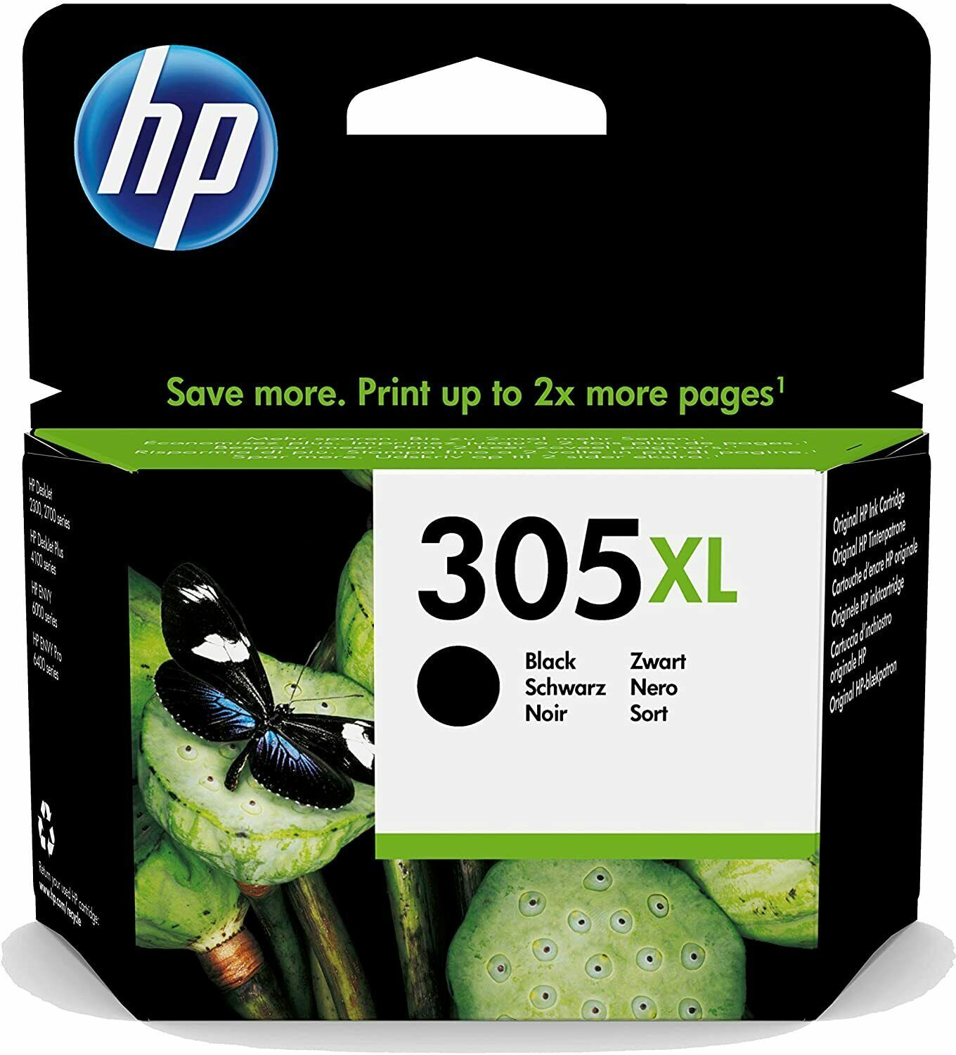 HP 305 XL BK blækpatron - 3YM62AE Original - Sort 4 ml HP 305 XL BK blækpatron - 3YM62AE Original - Sort 4 ml