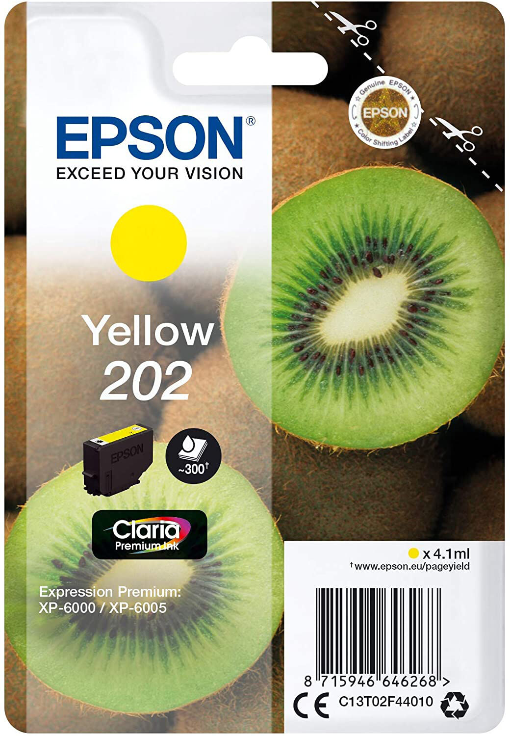 Epson T202 Y blækpatron - C13T02F44010 Original - Gul 4,1 ml Epson T202 Y blækpatron - C13T02F44010 Original - Gul 4,1 ml