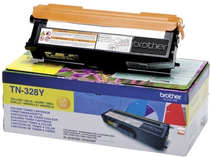 Brother TN328 Y Gul Lasertoner, Original Brother TN328 Y Gul Lasertoner, Original