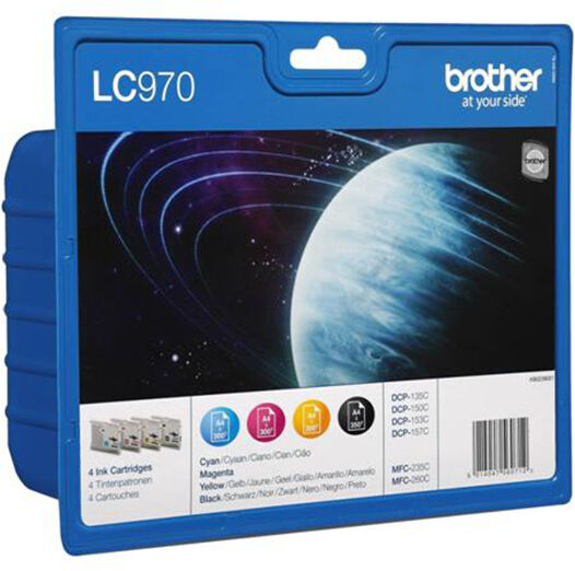 Brother LC970 (LC-970VALBP) Sampak Cyan/Magenta/Gul/sort, Original Brother LC970 (LC-970VALBP) Sampak Cyan/Magenta/Gul/sort, Original