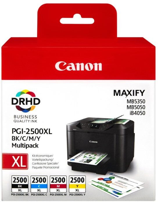 Canon PGI 2500 XL CMYK Pigment, Sampak 4stk blækpatron, Original