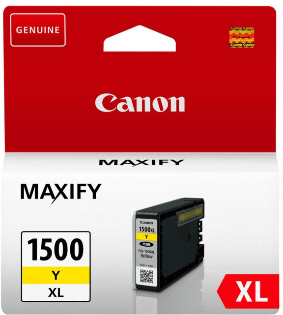 Canon PGI 1500 XL Y med chip, gul blækpatron, Original 12ml Canon PGI 1500 XL Y med chip, gul blækpatron, Original 12ml