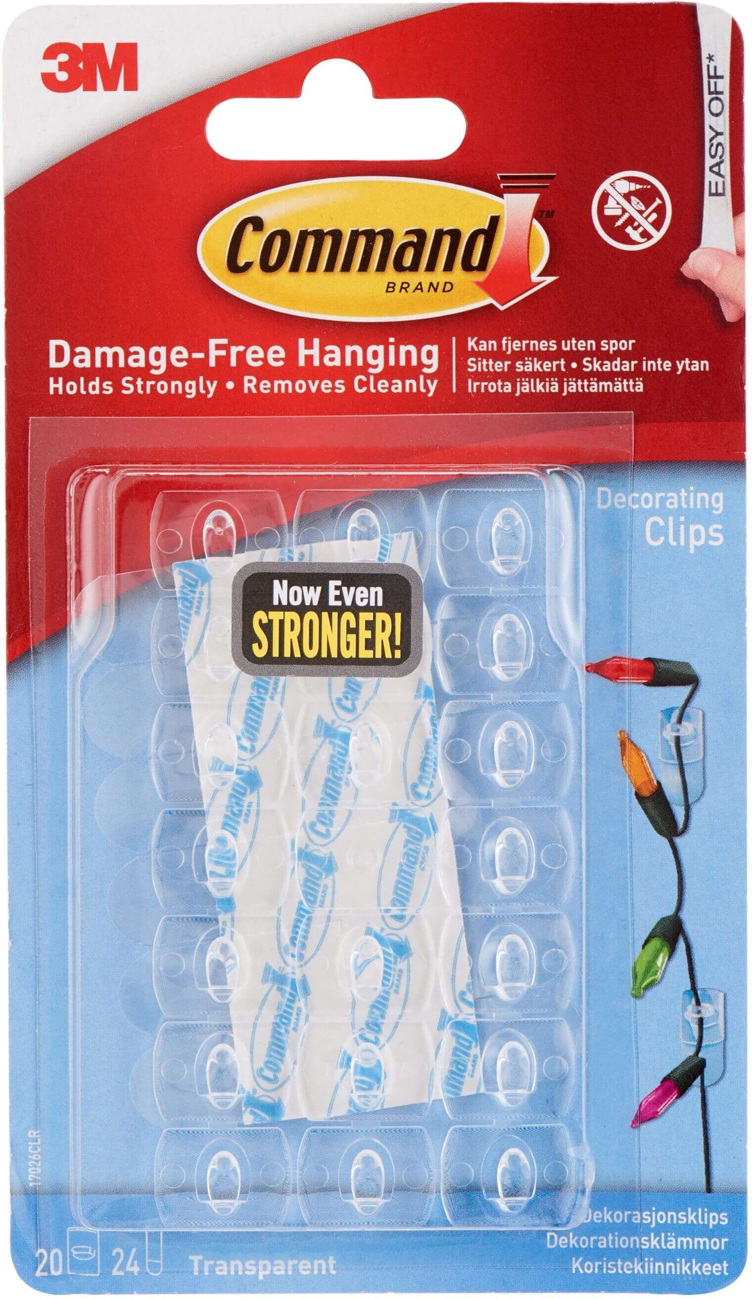 3M Command Gennemsigtige Dekorationsclips med Gennemsigtige Klæbestrips 3M Command Gennemsigtige Dekorationsclips med Gennemsigtige Klæbestrips