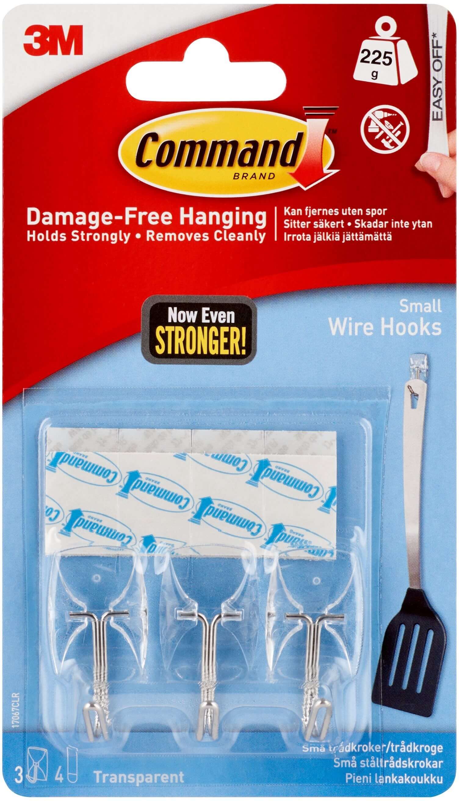 3M Command Gennemsigtige Små Trådkroge med Gennemsigtige Klæbestrips 3M Command Gennemsigtige Små Trådkroge med Gennemsigtige Klæbestrips