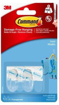 3M Command Små Gennemsigtige Kroge med Gennemsigtige Klæbestrips