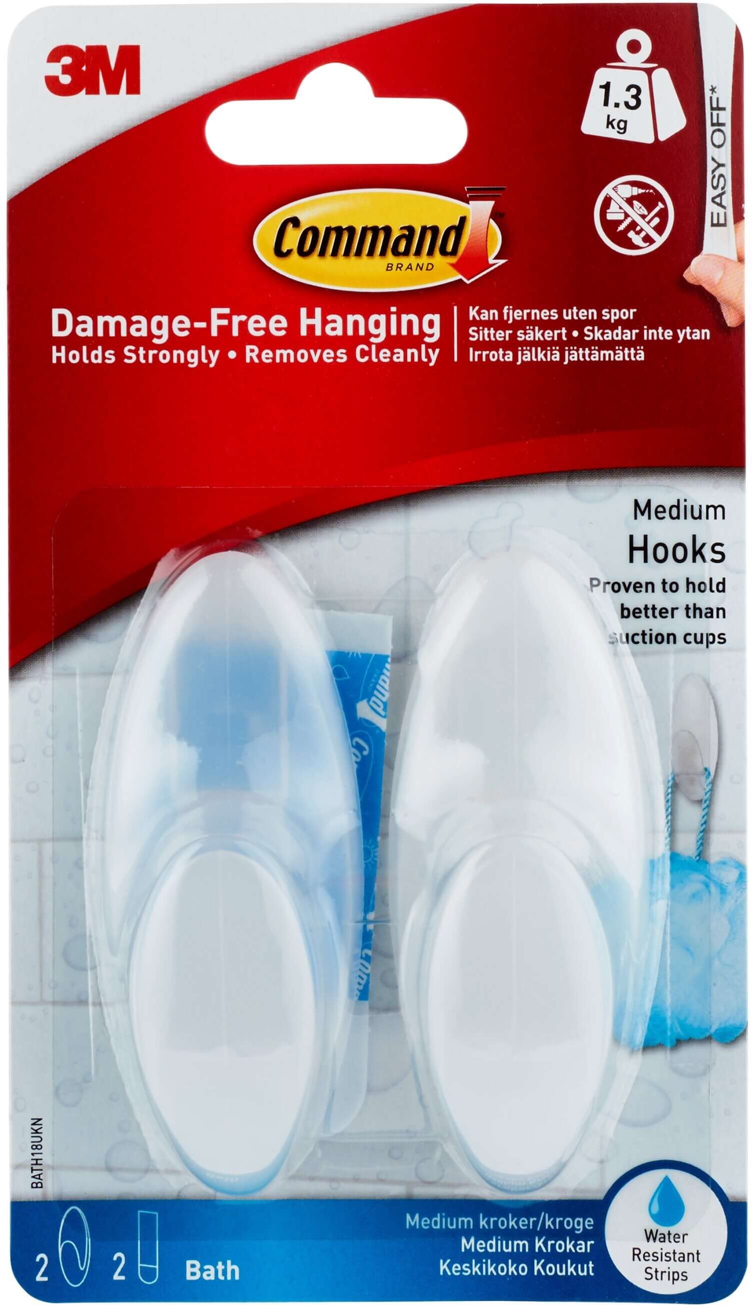 3M Command Mellemstore Kroge til Vådrum 3M Command Mellemstore Kroge til Vådrum