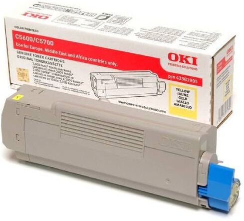 Oki C 5600/5700 Y lasertoner - 43381905 Original - Gul 2000 sider Oki C 5600/5700 Y lasertoner - 43381905 Original - Gul 2000 sider