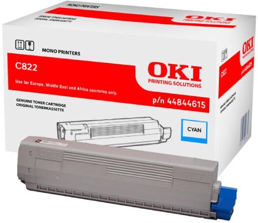 Oki C 822dn/822n C lasertoner - 44844615 Original - Cyan 7300 sider Oki C 822dn/822n C lasertoner - 44844615 Original - Cyan 7300 sider