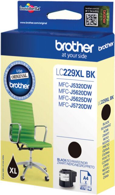 Brother LC229 XL BK blækpatron - Original - Sort 1200 sider Brother LC229 XL BK blækpatron - Original - Sort 1200 sider