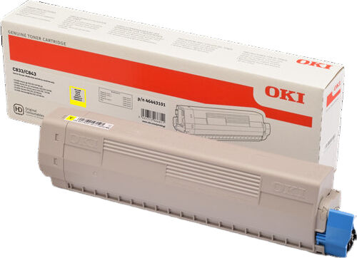 Oki C 833/843 Y lasertoner - 46443101 Original - Gul 10000 sider Oki C 833/843 Y lasertoner - 46443101 Original - Gul 10000 sider
