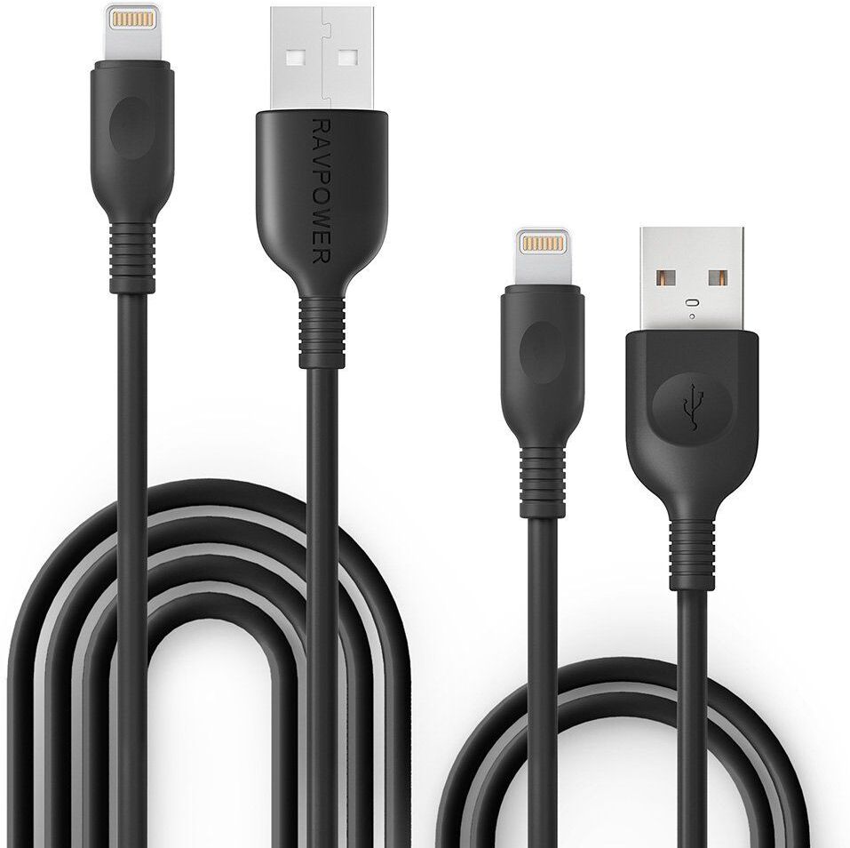 RAVPower 2 x MFI Lightning kabelpakke (0.9m + 1.8m), Sort RAVPower 2 x MFI Lightning kabelpakke (0.9m + 1.8m), Sort