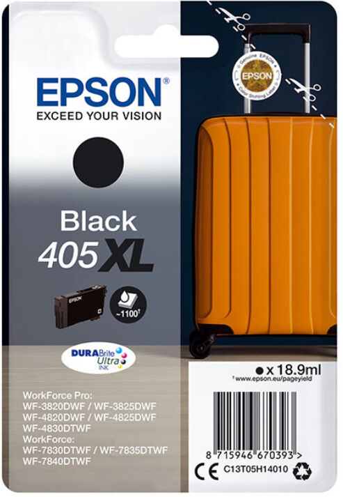 Epson T405 XL BK blækpatron - C13T05H14010 Original - Sort 18,9 ml Epson T405 XL BK blækpatron - C13T05H14010 Original - Sort 18,9 ml