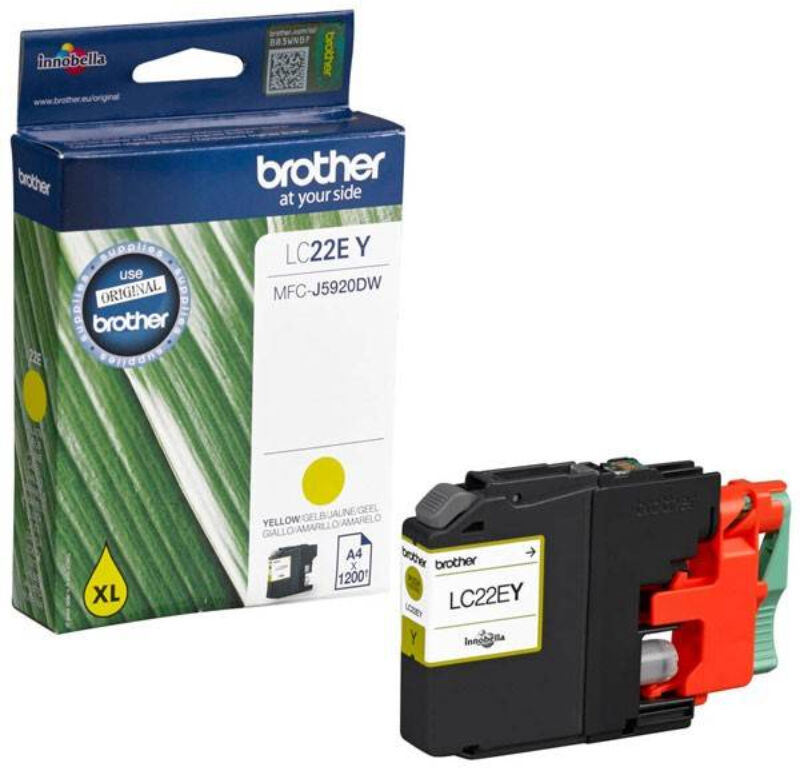 Brother LC22EY blækpatron - Original - Gul 24 ml Brother LC22EY blækpatron - Original - Gul 24 ml