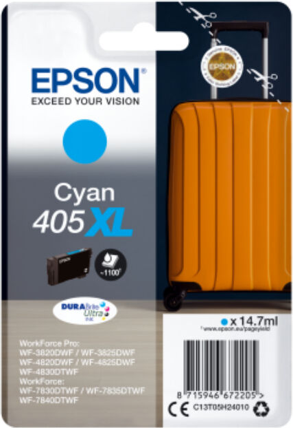 Epson T405 XL C blækpatron - C13T05H24010 Original - Cyan 14,7 ml Epson T405 XL C blækpatron - C13T05H24010 Original - Cyan 14,7 ml