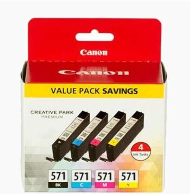 Canon CLI 571 combo pack 4 stk blækpatron - Original - BK/C/M/Y 28 ml Canon CLI 571 combo pack 4 stk blækpatron - Original - BK/C/M/Y 28 ml