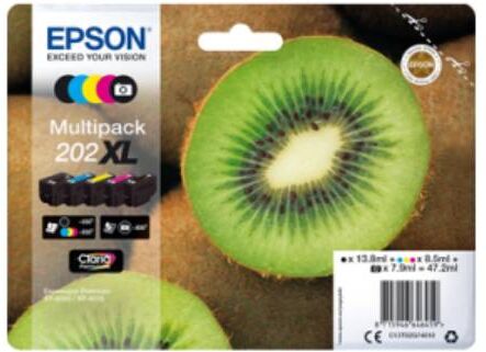 Epson 202 XL combo pack 5 stk - C13T02G74010 Original - PBK/BK/C/M/Y 2900 sider Epson 202 XL combo pack 5 stk - C13T02G74010 Original - PBK/BK/C/M/Y 2900 sider