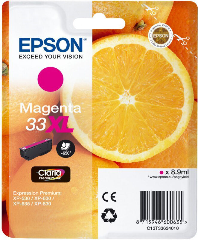 Epson 33XL T3363 M - C13T33634012 Original - Magenta 8,95 ml Epson 33XL T3363 M - C13T33634012 Original - Magenta 8,95 ml