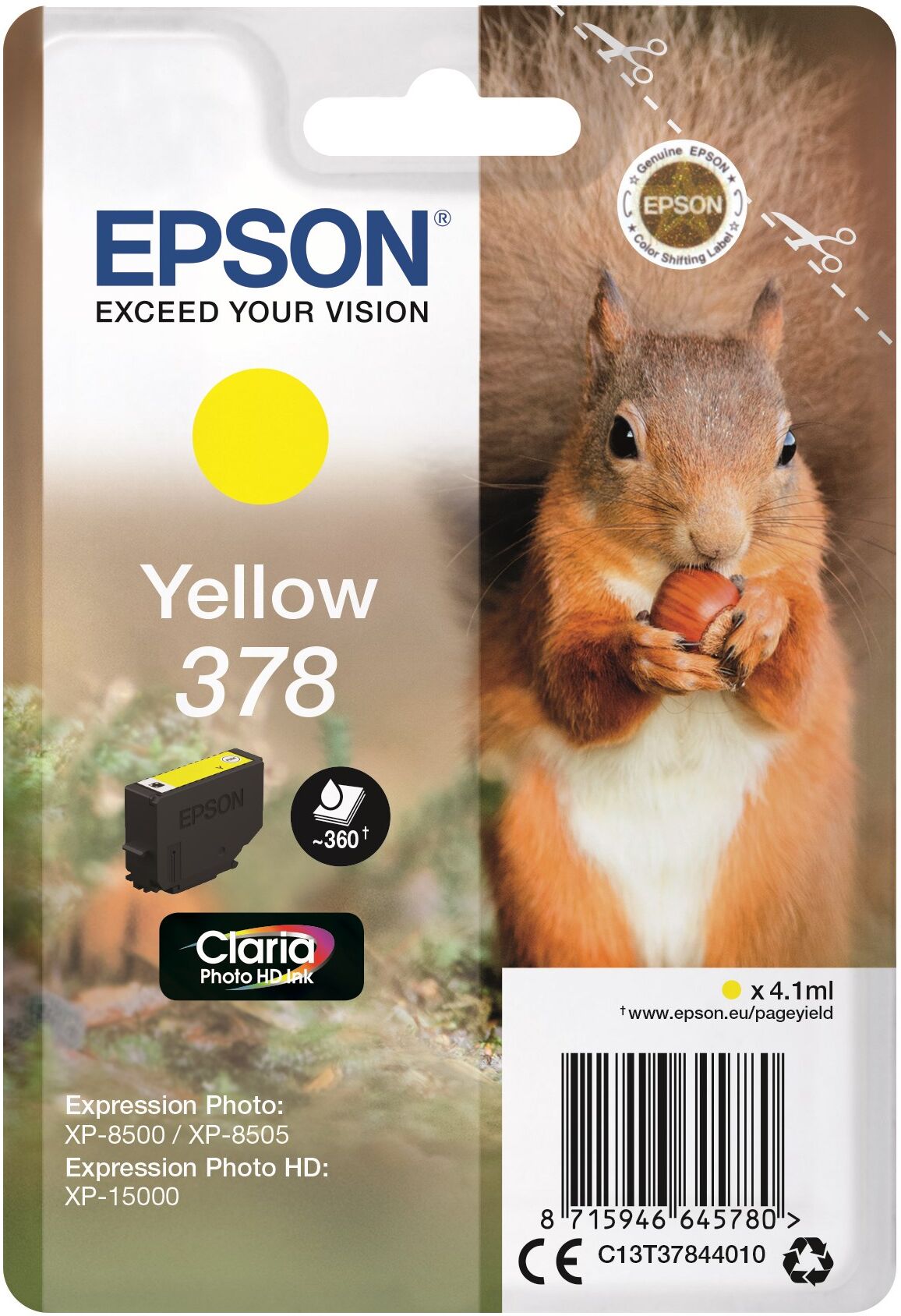 Epson T378 - C13T37844010 Original - Gul 4,1 ml Epson T378 - C13T37844010 Original - Gul 4,1 ml