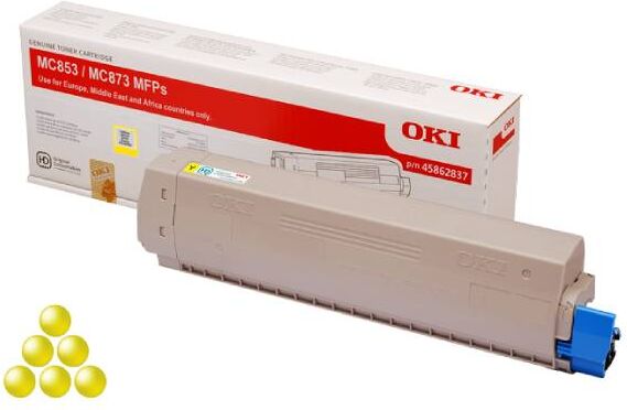 Oki MC 873 Y lasertoner - 45862837 Original - Gul 7300 sider Oki MC 873 Y lasertoner - 45862837 Original - Gul 7300 sider