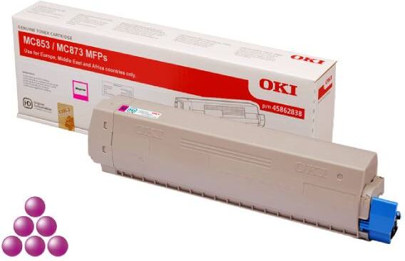 Oki MC 873 M lasertoner - 45862838 Original - Magenta 7300 sider Oki MC 873 M lasertoner - 45862838 Original - Magenta 7300 sider