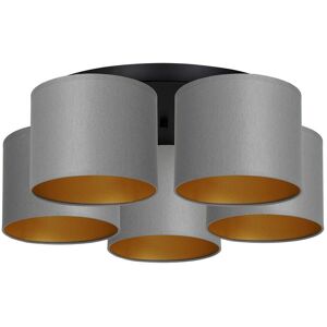 Euluna Soho loftlampe, cylinderformet, 5 lk, grå/guld