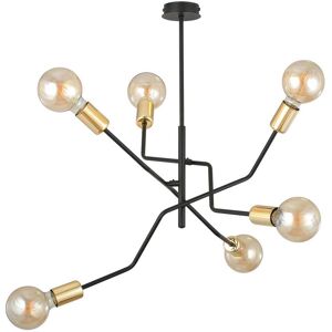 Euluna Bolt loftlampe, sort/guld, 6 lyskilder