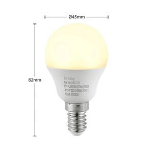 Lindby LED-lampe E14 G45 4,5W 3.000K opal sæt med 2 stk