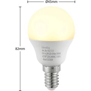 Lindby LED-lampe E14 G45 4,5W 3.000K opal sæt med 10 stk