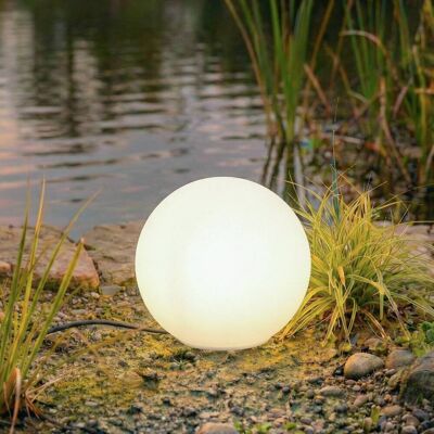 Lindby kugleformet lampe Valyra, Ø 30 cm, IP54, jordspyd Valyra, Hvid/opal, Plast, Moderne Lindby kugleformet lampe Valyra, Ø 30 cm, IP54, jordspyd Valyra, Hvid/opal, Plast, Moderne