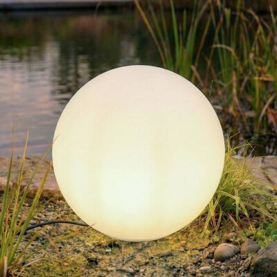 Lindby kugleformet lampe Valyra, Ø 50 cm, IP54, jordspyd Valyra, Hvid/opal, Plast, Moderne Lindby kugleformet lampe Valyra, Ø 50 cm, IP54, jordspyd Valyra, Hvid/opal, Plast, Moderne