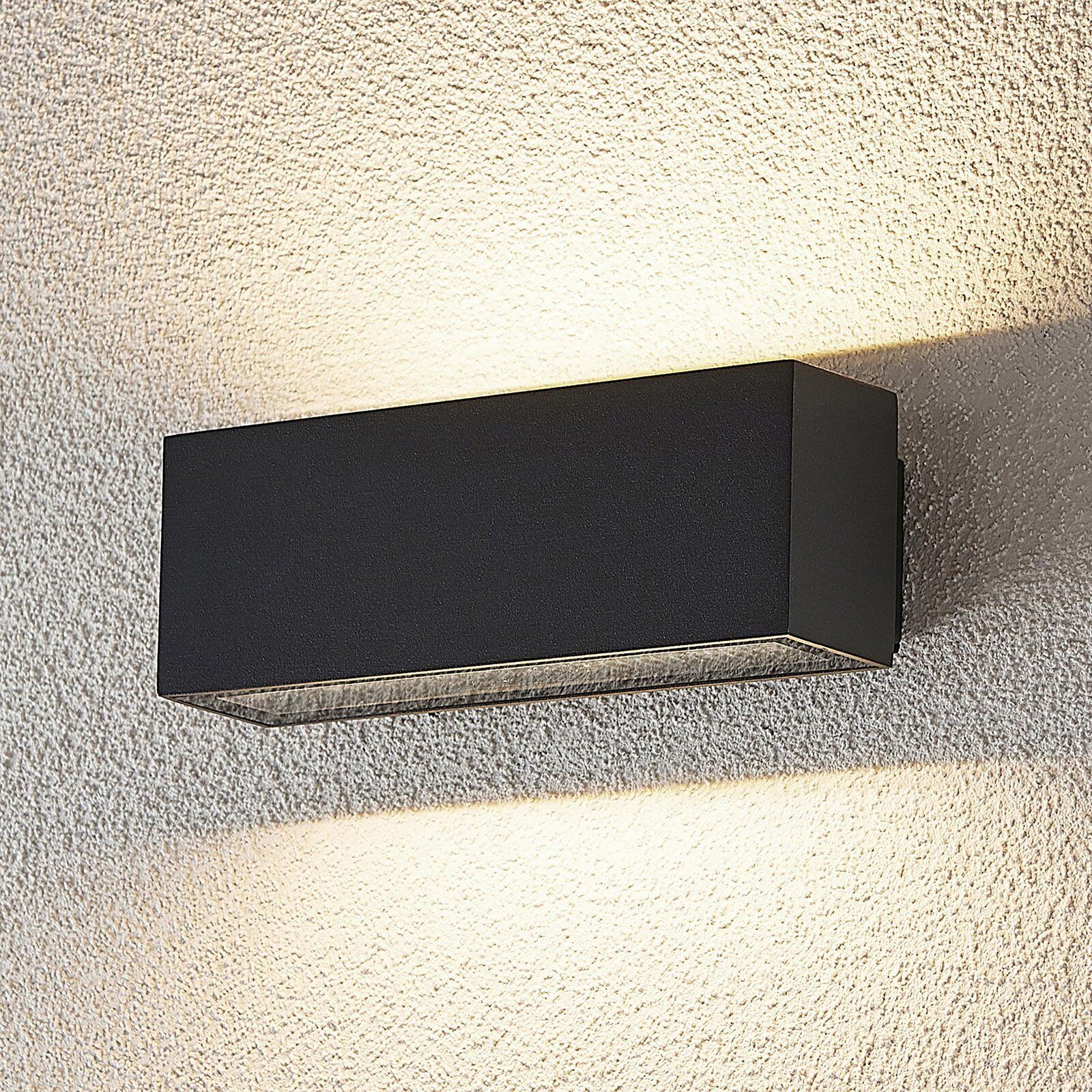 Lucande Udendørs LED-væglampe Oliver, mørkegrå, 18 cm