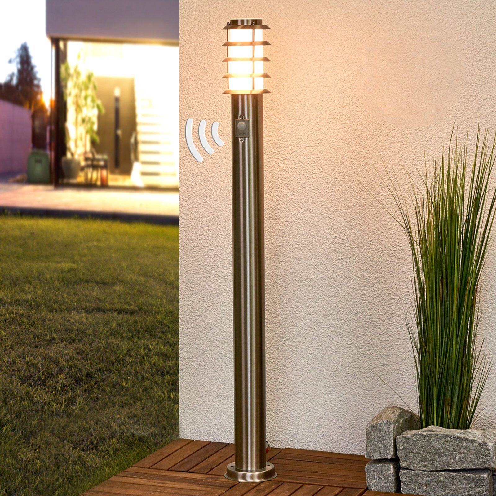 Lindby Sensor vejlampe Selina af rustfrit stål Lindby Sensor vejlampe Selina af rustfrit stål