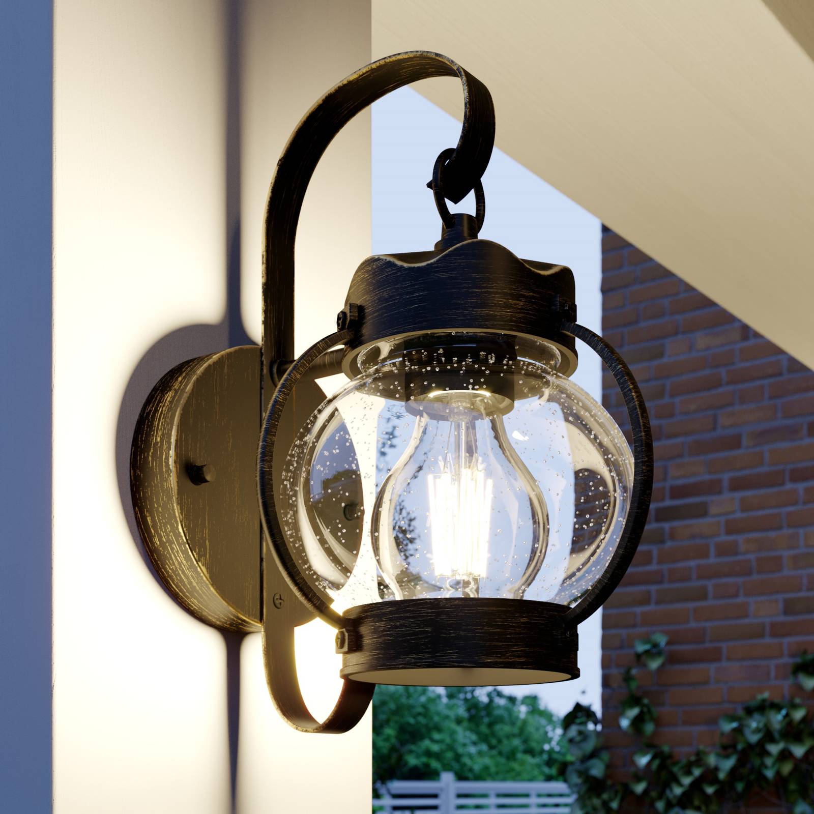 Lindby Stefania udendørs væglampe, antik, E27 Lindby Stefania udendørs væglampe, antik, E27