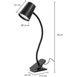 Lindby Ailina LED-bordlampe, klemmefod, sort