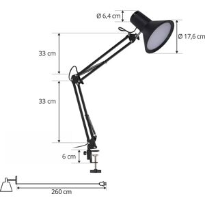 Lindby LED-klemmelampe Undra, sort, dæmpbar, justerbar