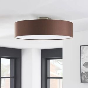 Lindby loftlampe Sebatin, Ø 50 cm, lysebrun, stof, E27