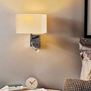 Euluna Hotel LED-væglampe, hvid, tekstil, 2-lys, LED-læselampe