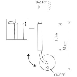 Euluna Væglampe Stalactite fleksibel arm 1fl sort