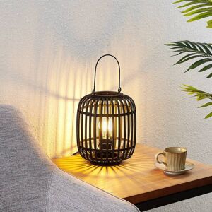 Lindby Canyana bordlampe, sort, rattan, 27 cm høj