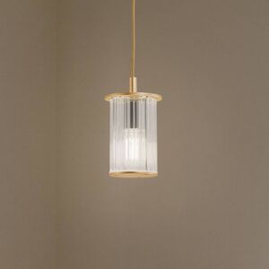 Udendørs hængelampe Nora, guld/transparent, IP44, glas Nora Argon, dæmpbar, Messing/guld, Glas Udendørs hængelampe Nora, guld/transparent, IP44, glas Nora Argon, dæmpbar, Messing/guld, Glas