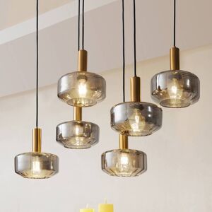 Glas hængelampe Hildur Lindby, dæmpbar, Aluminium/grå/zink, Stue/spisestue, Glas Glas hængelampe Hildur Lindby, dæmpbar, Aluminium/grå/zink, Stue/spisestue, Glas