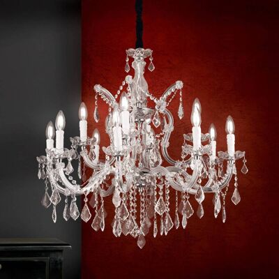 Orion Krystal lysekrone LILIANA, dæmpbar, Aluminium/grå/zink, Stue/spisestue, Metal Orion Krystal lysekrone LILIANA, dæmpbar, Aluminium/grå/zink, Stue/spisestue, Metal