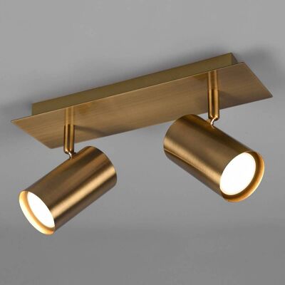 Trio Lighting Marley loftspot, antik messing, 2 lyskilder Marley, dæmpbar, Bronze/messing, Stue/spisestue, Metal, Moderne Trio Lighting Marley loftspot, antik messing, 2 lyskilder Marley, dæmpbar, Bronze/messing, Stue/spisestue, Metal, Moderne