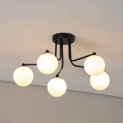 SOLLUX LIGHTING Astral Minimalist Semi-Flush Loftlampe 5 Lys Sort SOLLUX LIGHTING Astral Minimalist Semi-Flush Loftlampe 5 Lys Sort