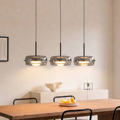 Hængelampe Martis Lucande, dæmpbar, Sort, Stue/spisestue, Glas, Moderne Hængelampe Martis Lucande, dæmpbar, Sort, Stue/spisestue, Glas, Moderne