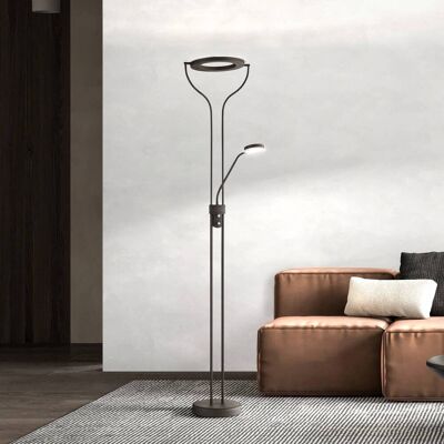 FISCHER & HONSEL LED uplight gulvlampe Davos, dæmpbar, Sort, Stue/spisestue, Metal, Læselampe FISCHER & HONSEL LED uplight gulvlampe Davos, dæmpbar, Sort, Stue/spisestue, Metal, Læselampe