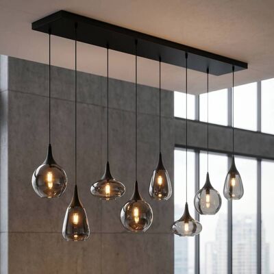 Trio Lighting Glas hængelampe Lumina, dæmpbar, Sort, Stue/spisestue, Glas Trio Lighting Glas hængelampe Lumina, dæmpbar, Sort, Stue/spisestue, Glas