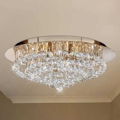 Searchlight Hanna 8 Lys Krystal Semi Flush Loftlampe - Guld / Klar Searchlight Hanna 8 Lys Krystal Semi Flush Loftlampe - Guld / Klar
