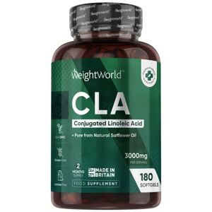 CLA Conjugated Linoleic Acid 180 stk, 3000 mg - Kosttilskud til Vægthåndtering - Indeholder Solsikkeolie & Omega 6-Fedtsyrer