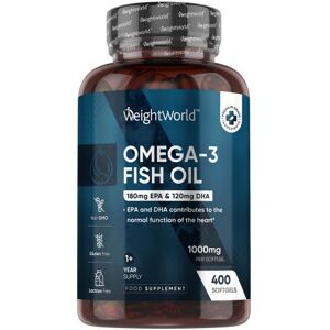 Omega3 Fiskeolie Kapsler, 1000mg 400 kapsler - Fiskeolie til over 1 års forbrug